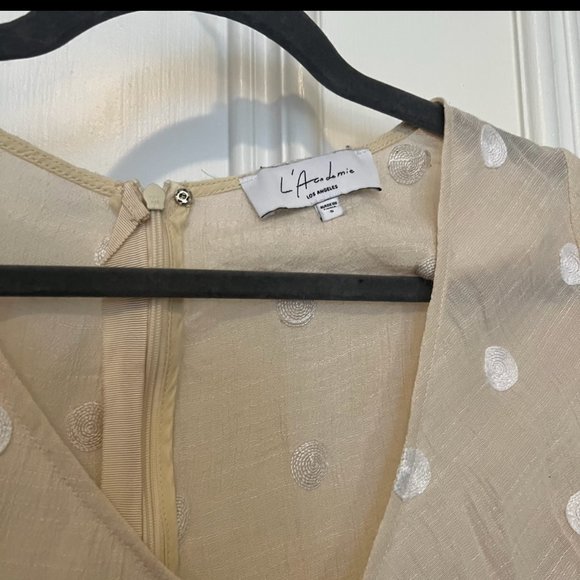 L'academie Adalene Polka Dot Cropped Wrap Top Cream and White - Picture 4 of 4